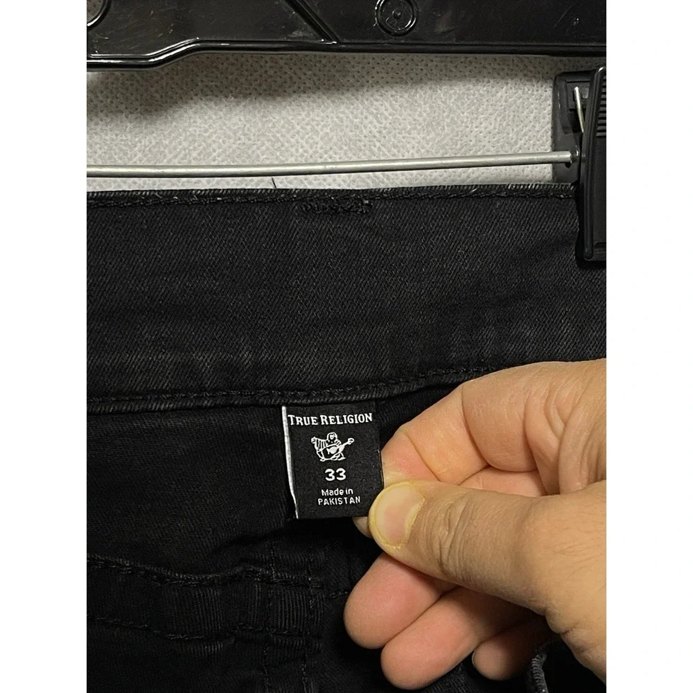 True Religion Jeans Men 33x33 Black Ricky Relaxed Straight Stretch Flap Pockets